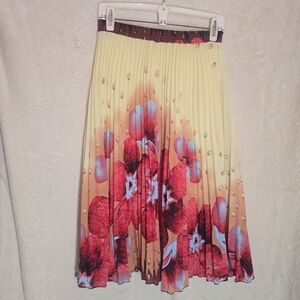Unbranded Vintage Pleated A -Line Midi Skirt Womens Large Multicolor Floral